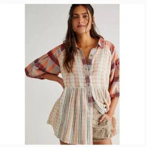 Free People We the Free Sunshine Bay Top Tunic POCKETS XS NEW